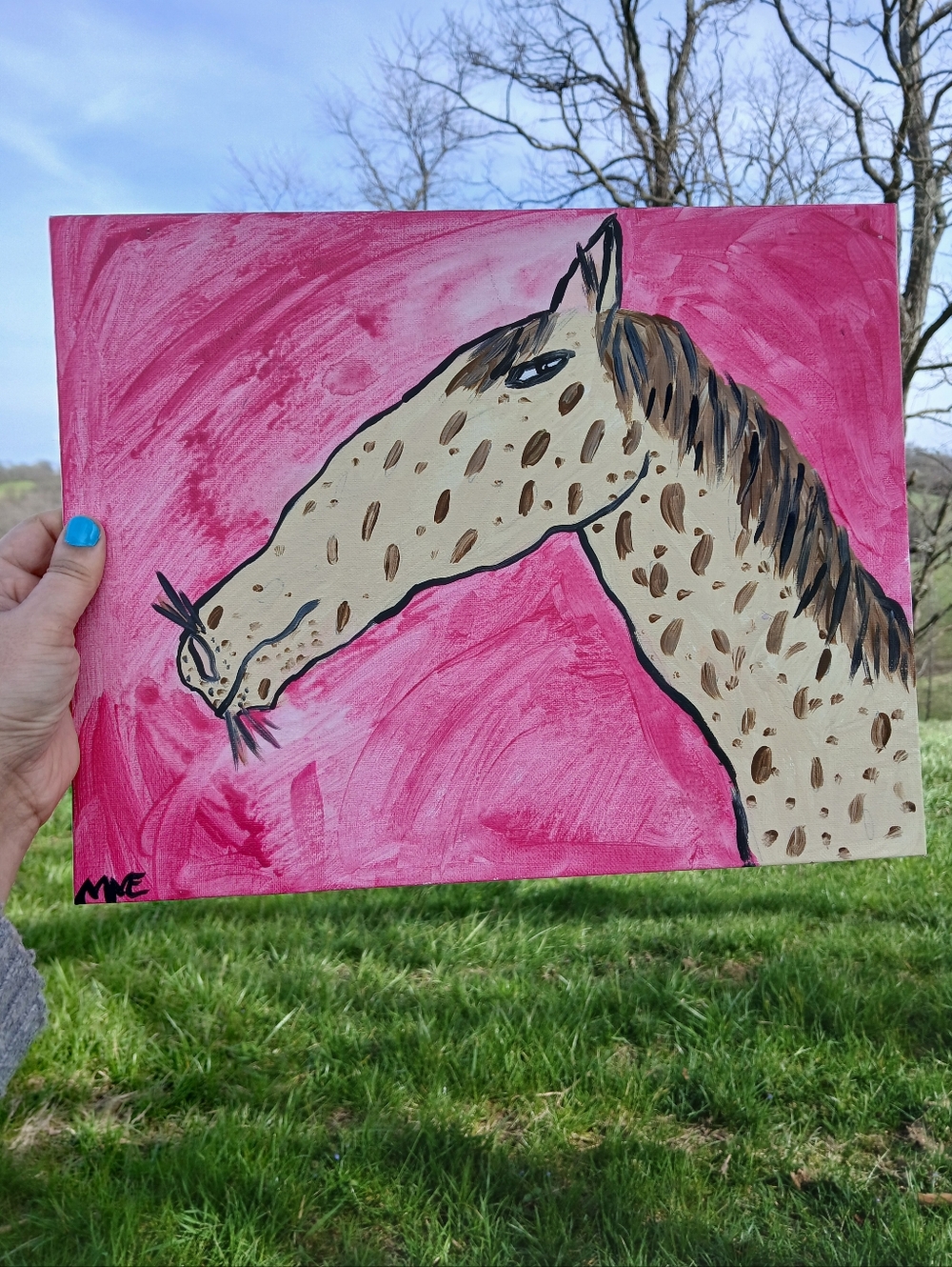 Horse Portrait Painting Folk Art
